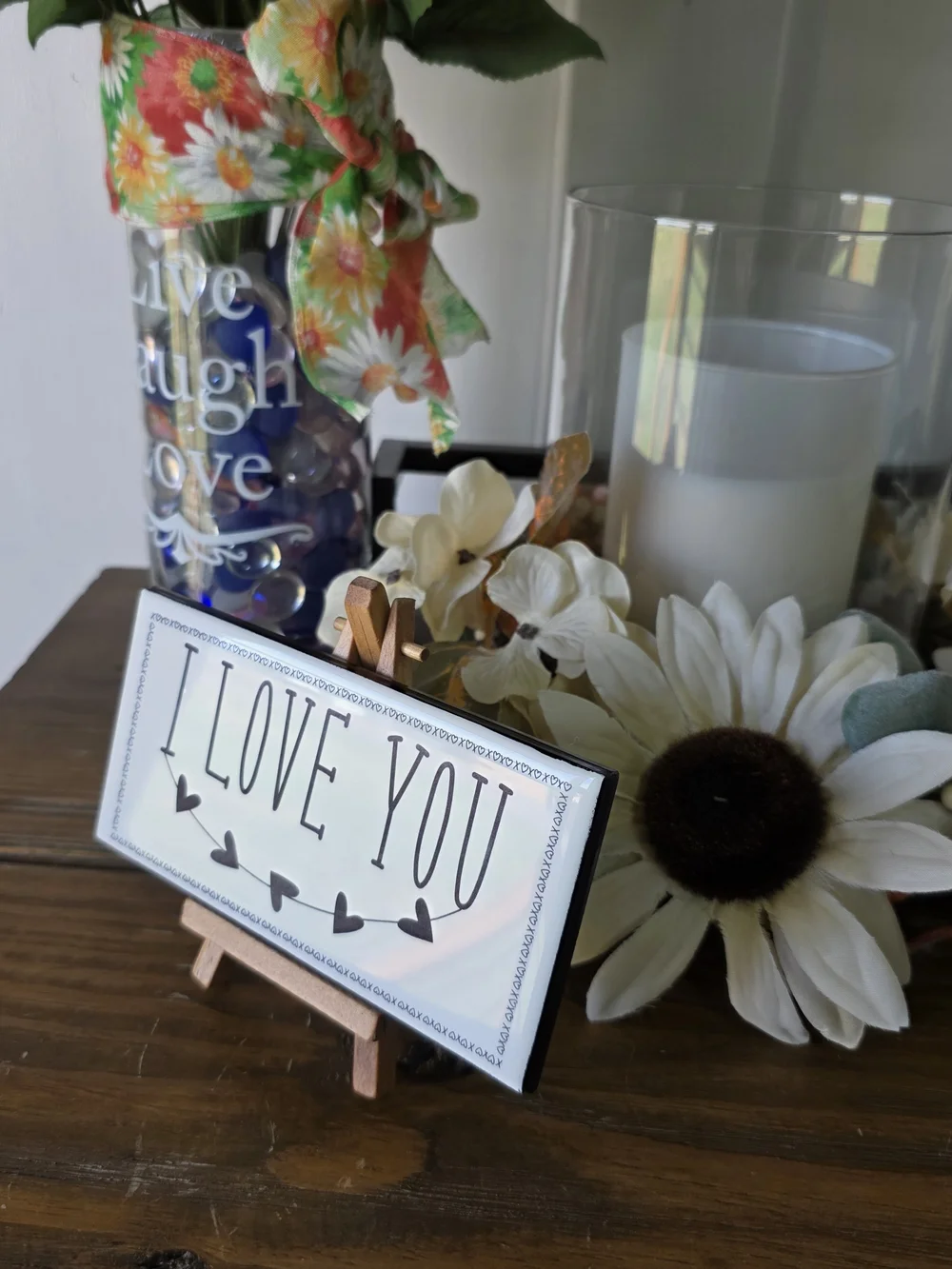 Rustic 'I Love You' White & Black Mini Sign